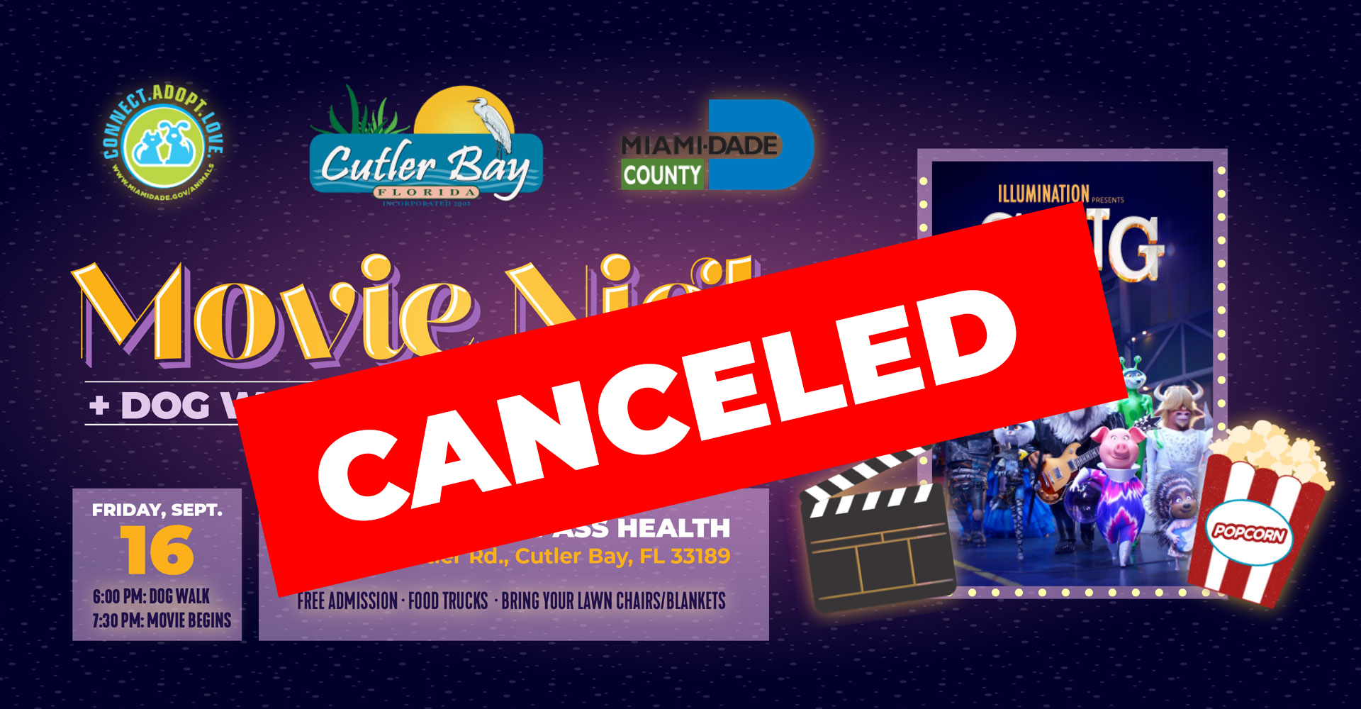 CANCELED Movie Night and Dog Walk Town of Cutler Bay Florida
