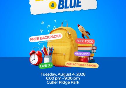 Cutler Bay Backpacks and Blue National Night Out