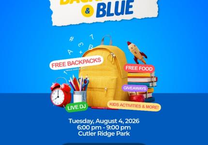 Cutler Bay Backpacks and Blue National Night Out
