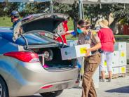 Police at Food Distribution Event