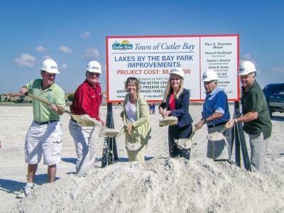 Peggy Bell and Council at Lakes by the Bay Park Groundbreaking in 2010