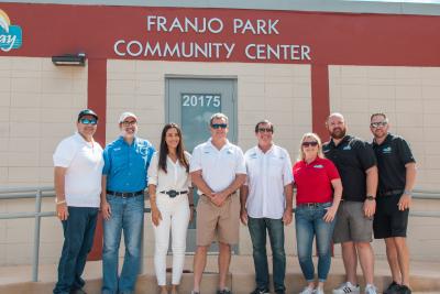 Franjo Park Grand Reopening Photo of Town Council, Commissioner Cohen Higgins, Town Manager and Parks Director