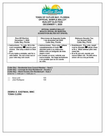 Run-Off Sample Ballot