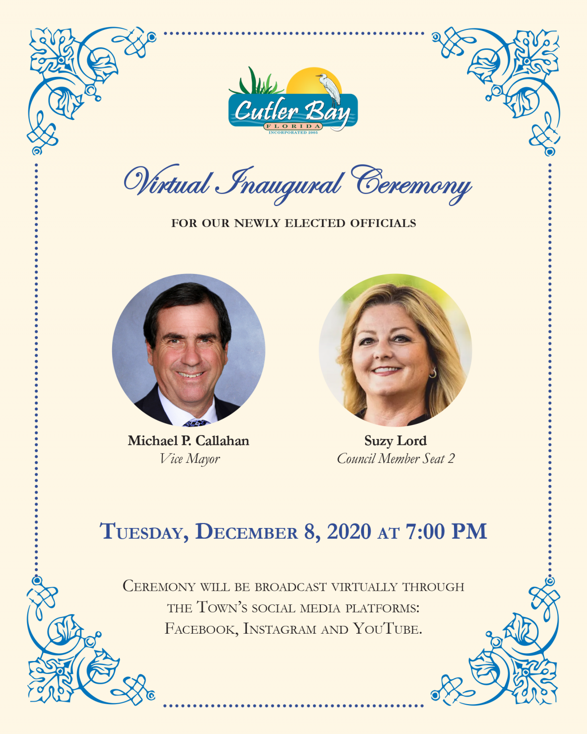 Virtual Inaugural Ceremony Flyer