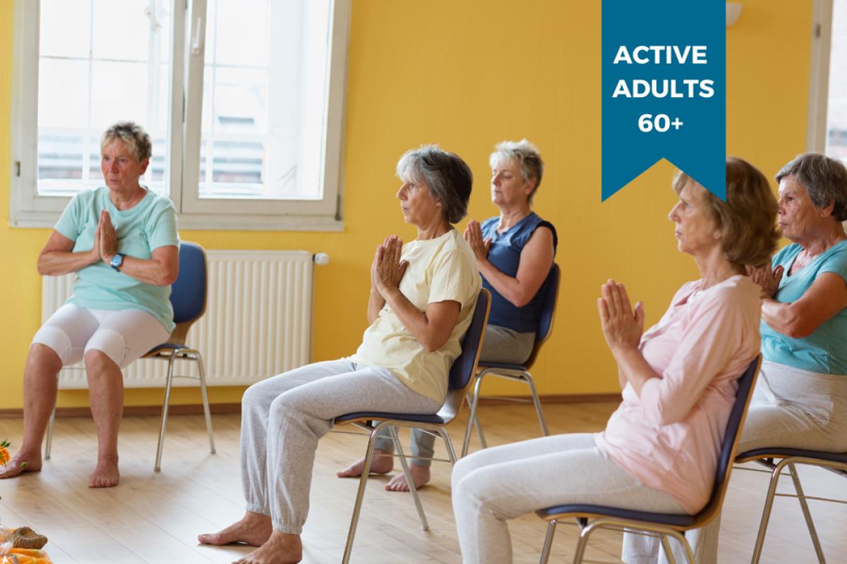 Photo of chair yoga class in session