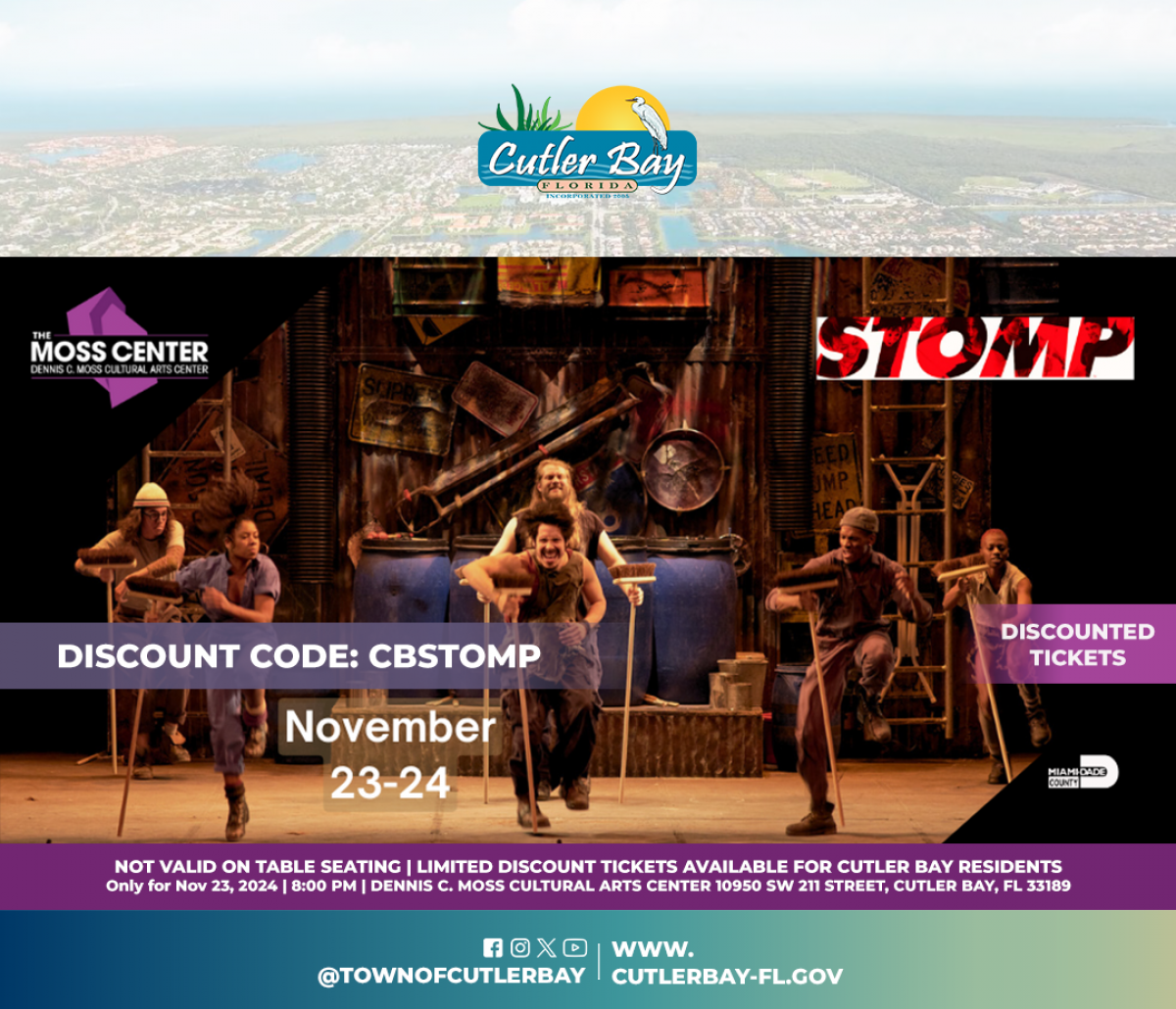 Moss Discounted Tickets - STOMP - Cutler Bay