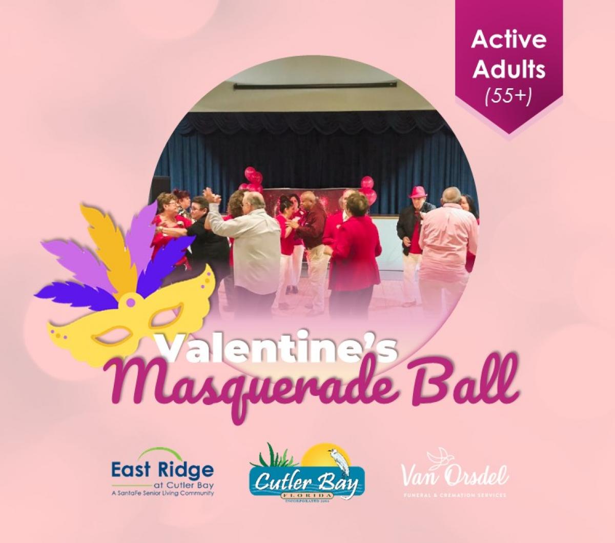 Active Adults Valentine's Masquerade Ball Flyer