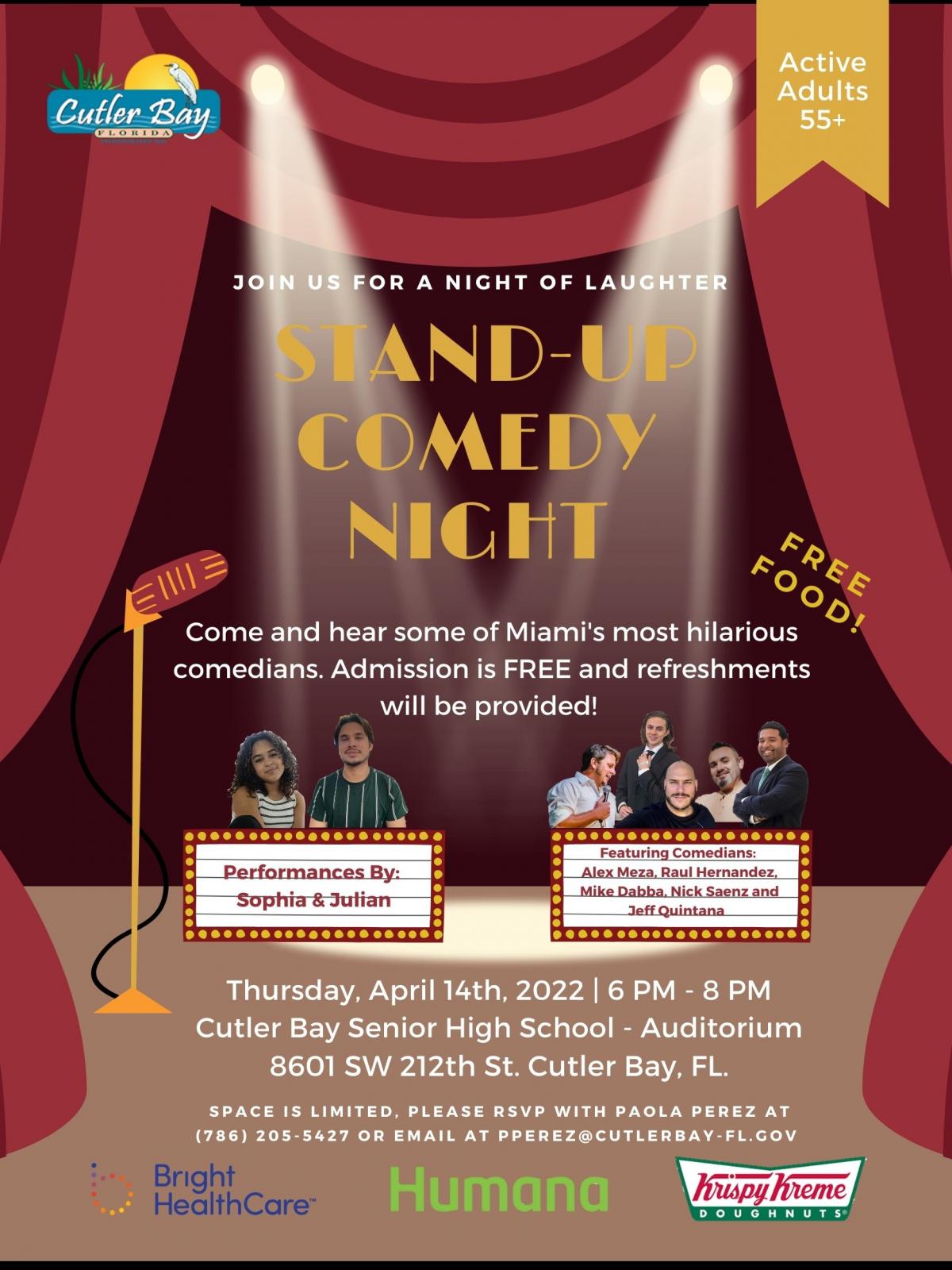 Active Adults Stand Up Comedy Night Flyer