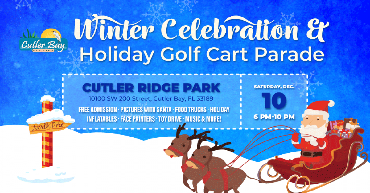 Winter Celebration Holiday Golf Cart Parade Flyer
