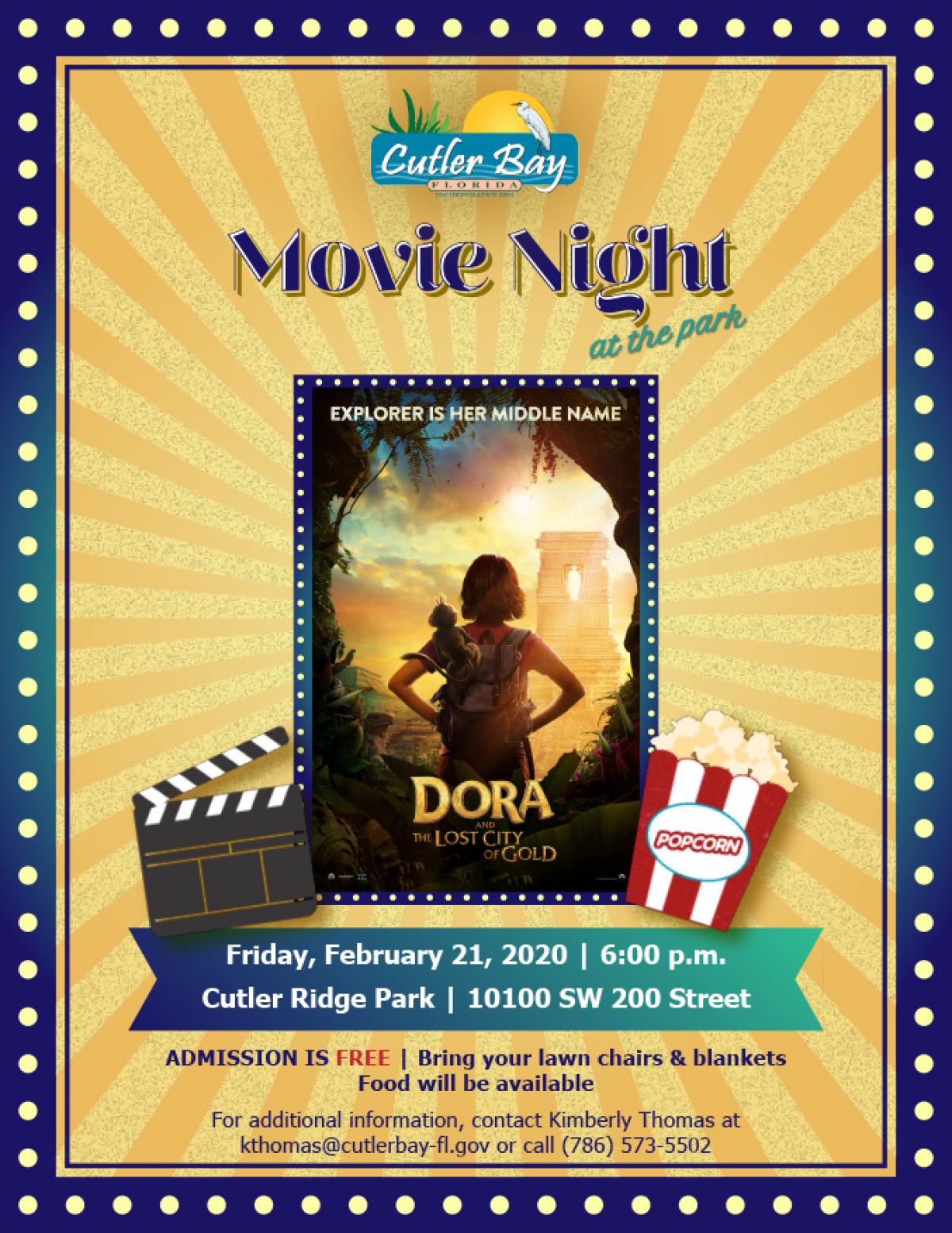 Movie Night Flyer for Dora and the Lost City of Gold
