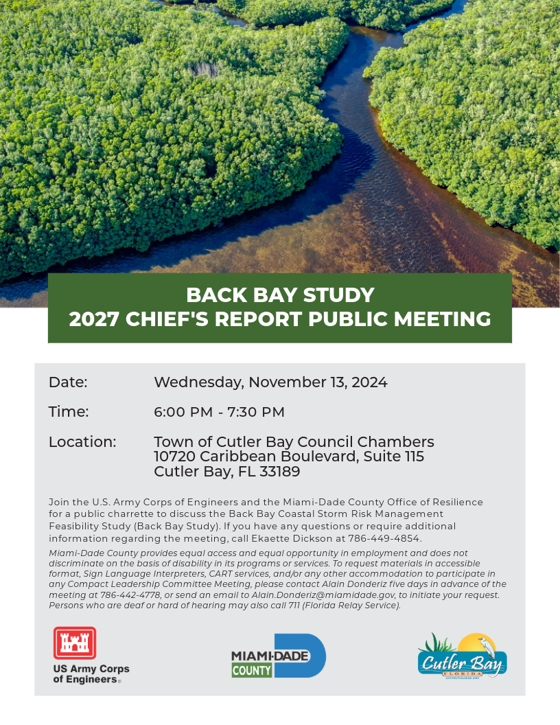 Back Bay Study 2027 Chief #39 s Report Public Meeting Town of Cutler Bay